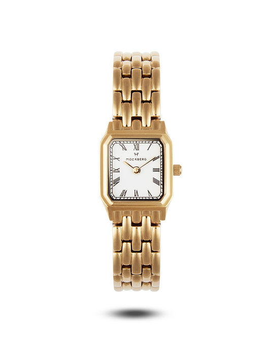 Classic Square Gullfarget Stål / Hvit 18x19mm