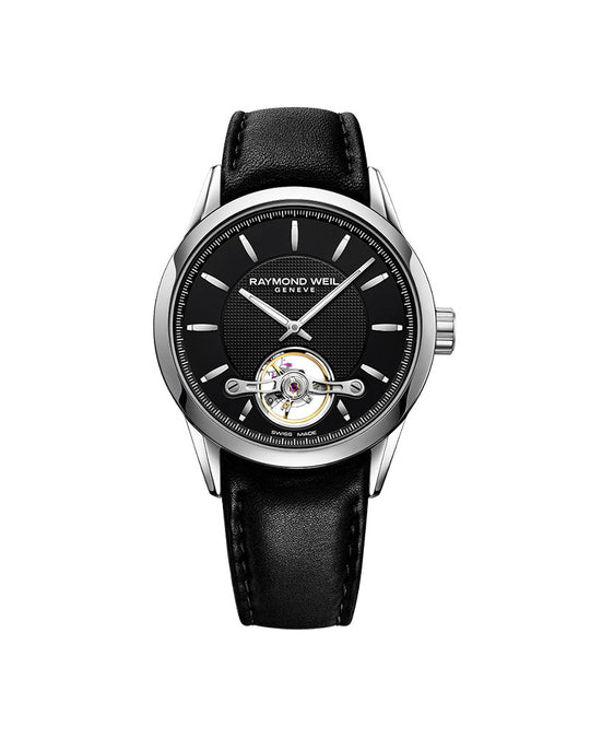 Freelancer Mens Automatic Open Heart Skinn / Sort 42mm