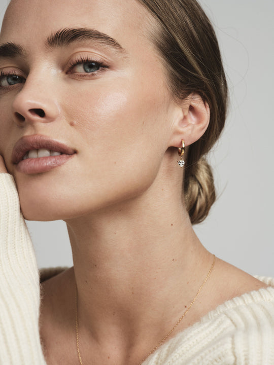 Bonne Gold Hoops - White
