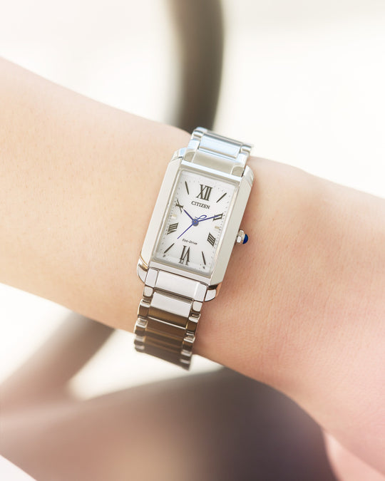 Square Eco-Drive stål / Hvit 20 mm bred