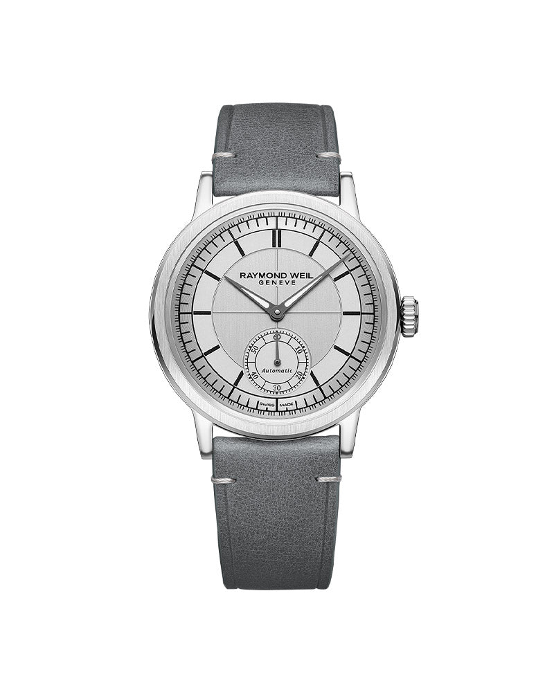 Millesime Mens Automatic Skinn / Sølv 40mm