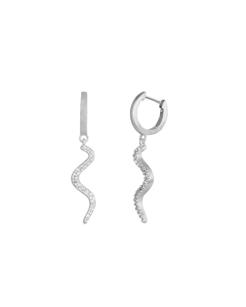 Wave Sparkle Hoop Mini Silver