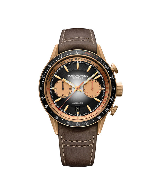 Freelancer Mens Automatic Chrono Bronse / Skinn / Sort 43,5mm