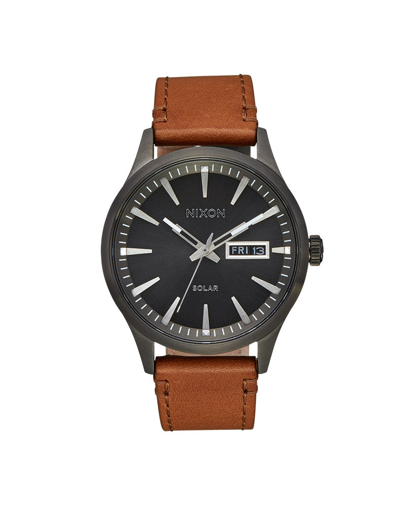 Sentry Solar Leather Gunmetal 40mm