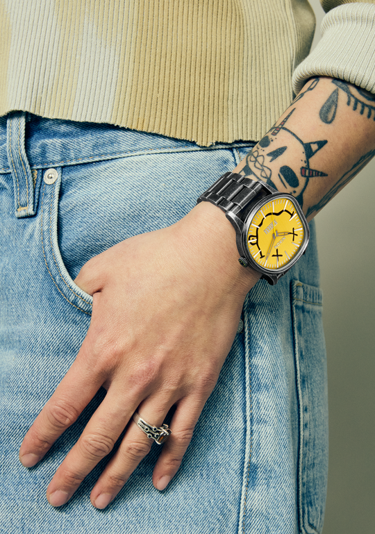Nirvana Sentry Wobble Gul Nirvana Smiley Stål / Gul 42mm