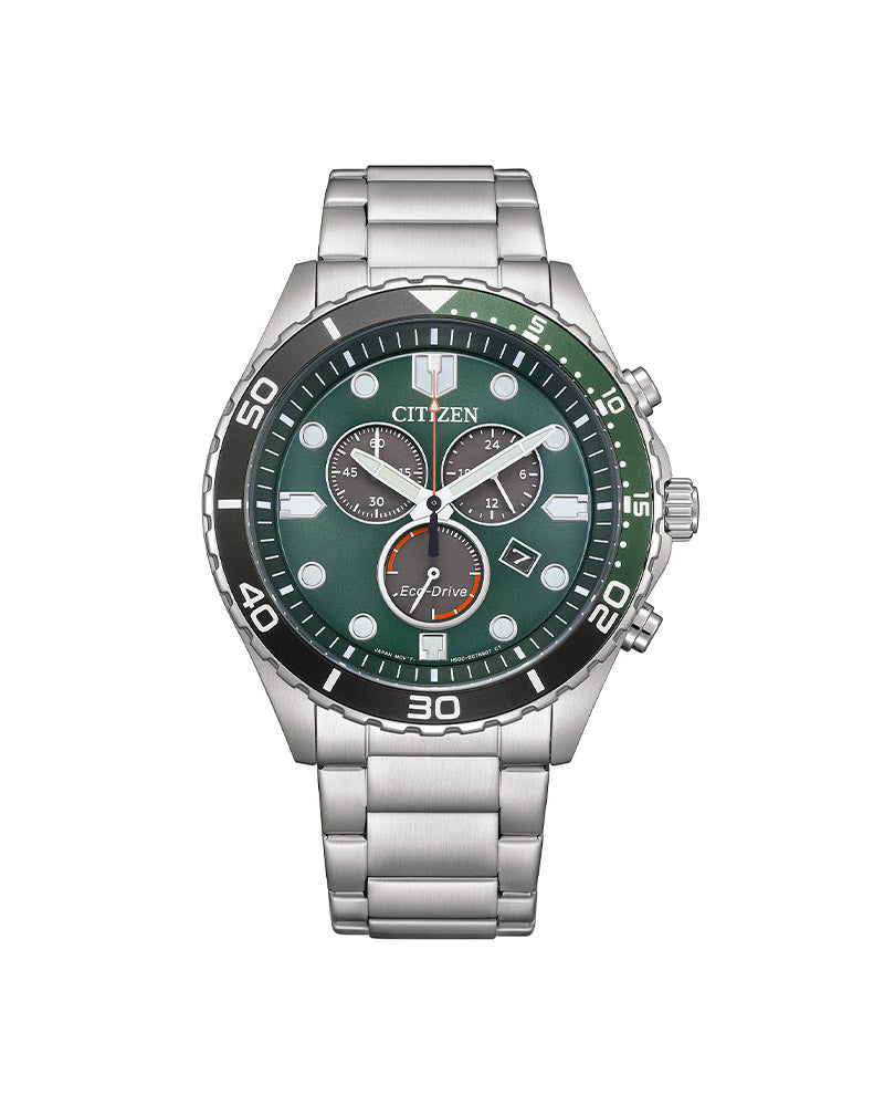 Aqua Chrono Eco-Drive Stål / Grønn 43mm
