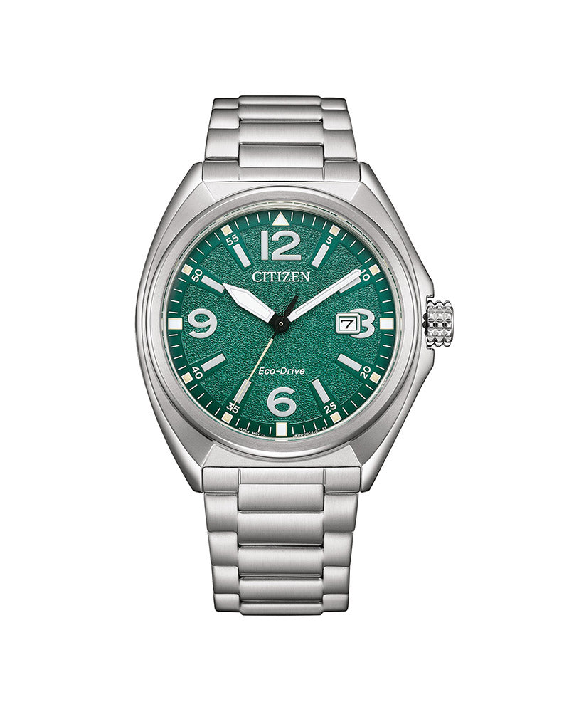 Eco-Drive Mens Stål / Grønn 41mm