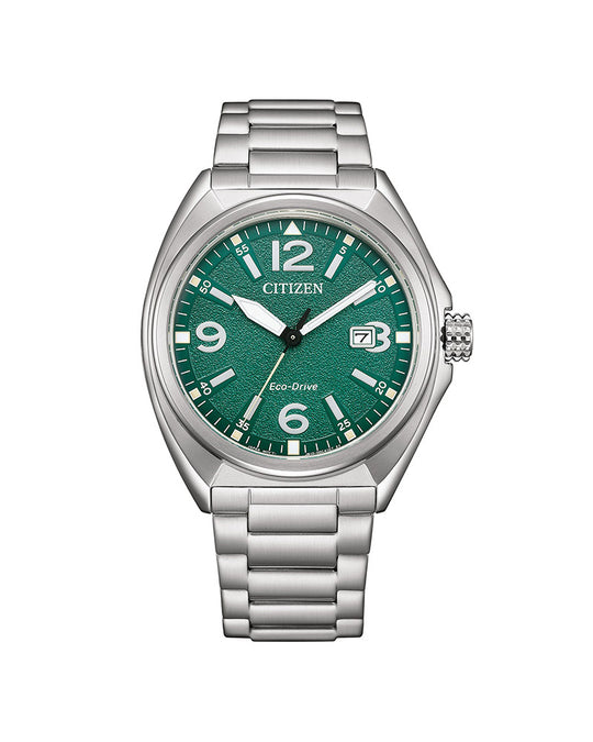 Eco-Drive Mens Stål / Grønn 41mm