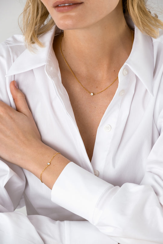 Thin Diamond Gold Bracelet Medium