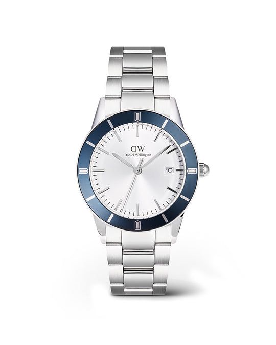 Iconic Paradigma Link Stål / Hvit, Blå Bezel 40mm