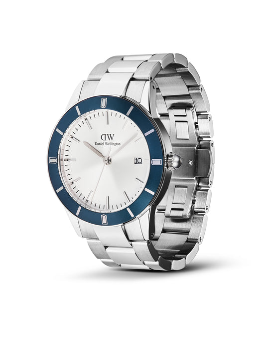 Iconic Paradigma Link Stål / Hvit, Blå Bezel 40mm