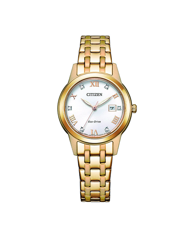 Eco-Drive Dame Gullbelagt Stål / Sølv 29mm