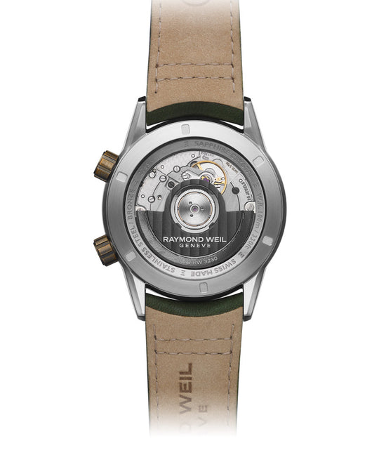 Freelancer Mens GMT Worldtimer Skinn / Grønn 41mm