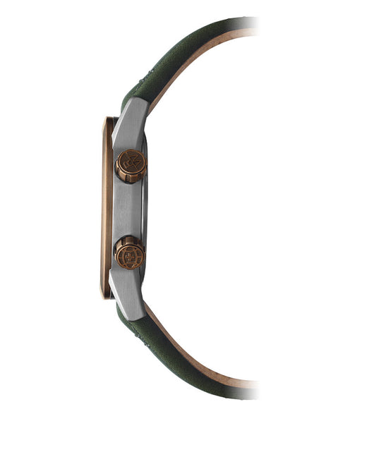 Freelancer Mens GMT Worldtimer Skinn / Grønn 41mm