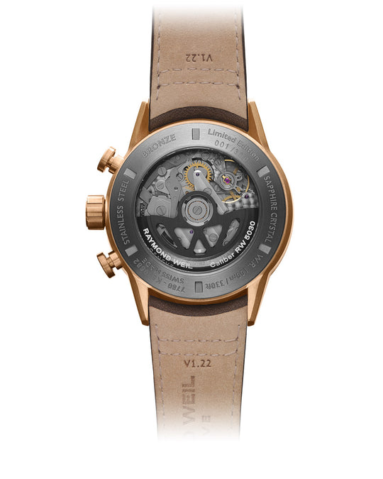 Freelancer Mens Automatic Chrono Bronse / Skinn / Sort 43,5mm