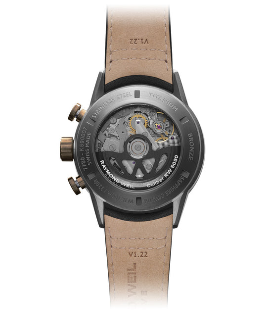 Freelancer Mens Automatic Chrono Titan / Skinn / Sort 43,5mm