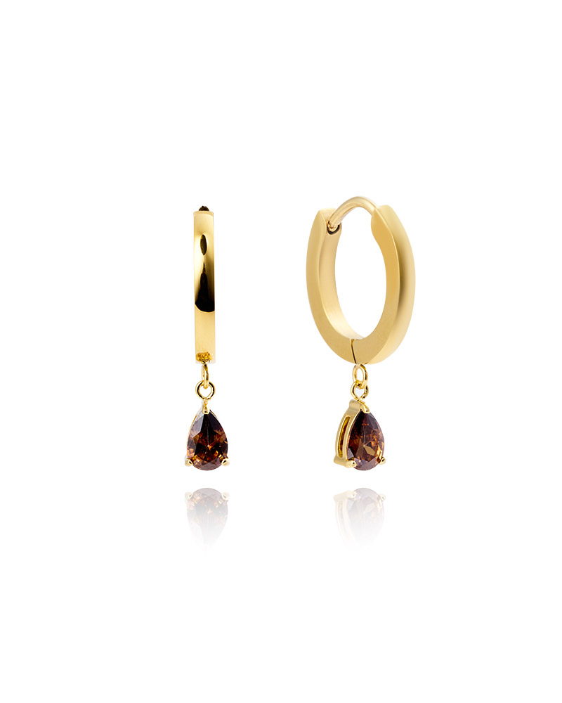 Belle Gold Hoops - Coffee