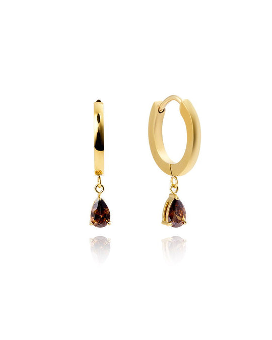 Belle Gold Hoops - Coffee