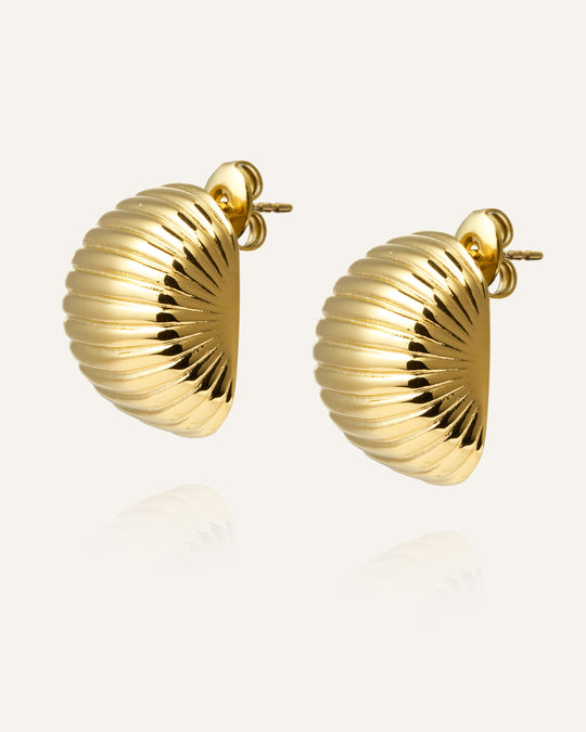 Retro Ribbed Gold Earring