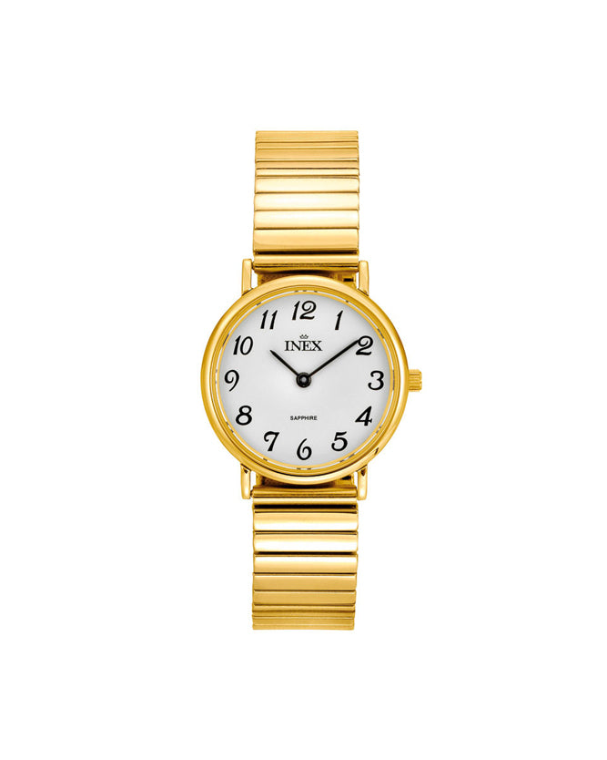 Inex Dame Gullfarget Stål / Hvit 28mm