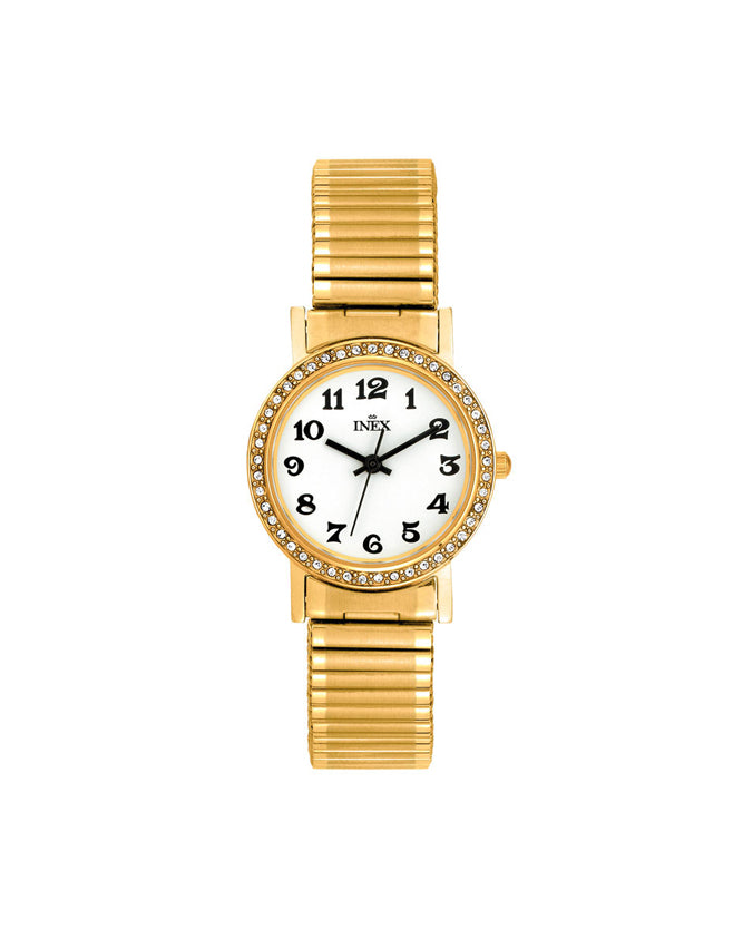 Inex Dame Gullfarget Stål / Hvit 27mm