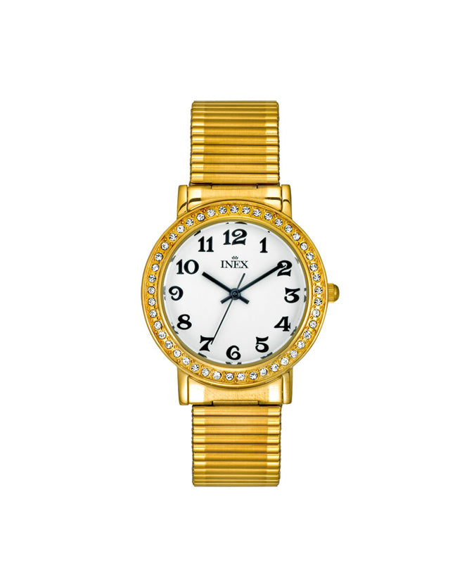 Inex Dame Gullfarget Stål / Hvit 30mm