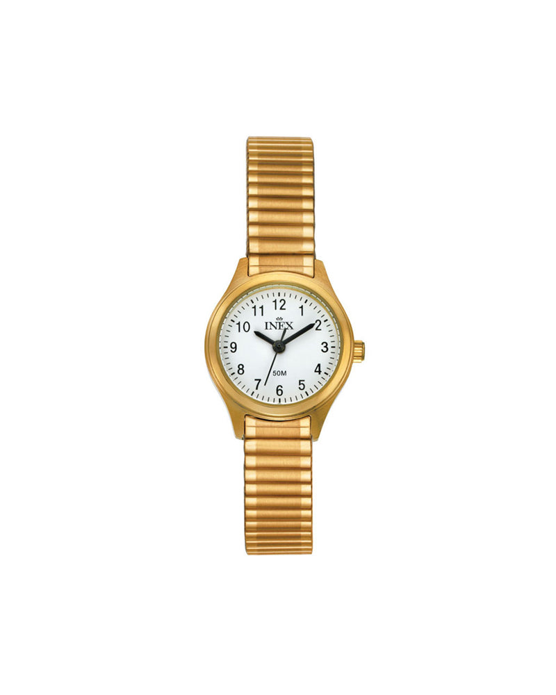 Inex Dame Gullfarget Stål / Hvit 22mm