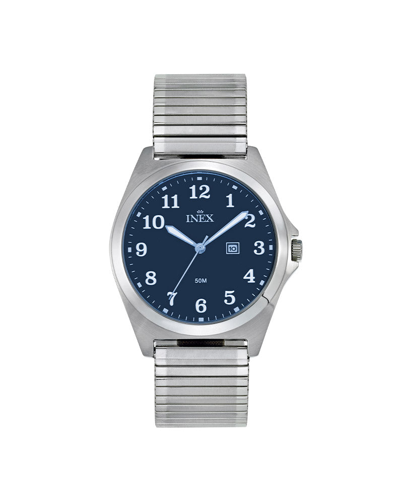 Inex Herre Sølv / Blå / Flex Lenke 39mm