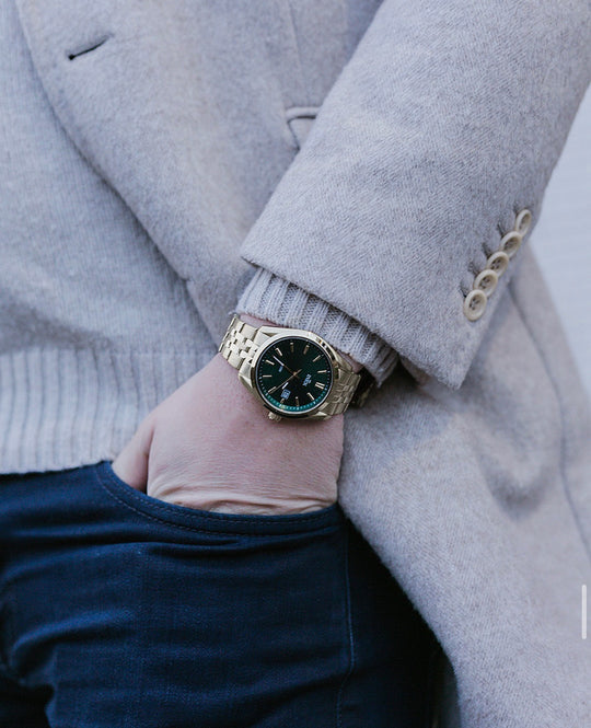 Inex Herre Gullfarget Stål / Grønn 42mm