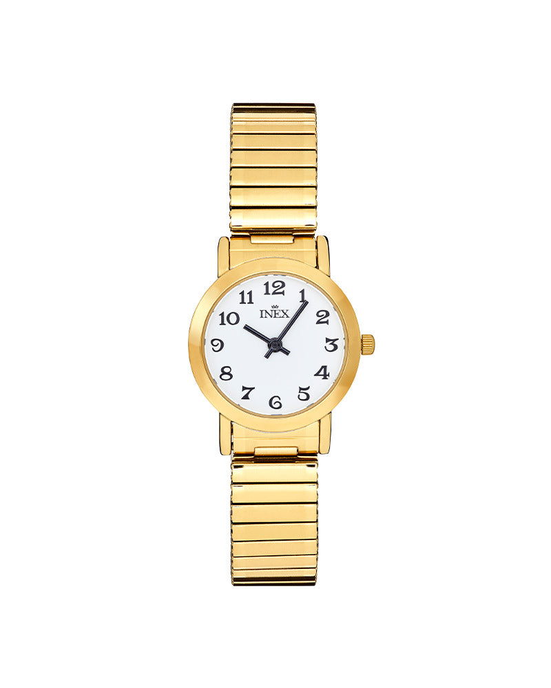 Inex Dame Gullfarget Stål / Hvit 24mm