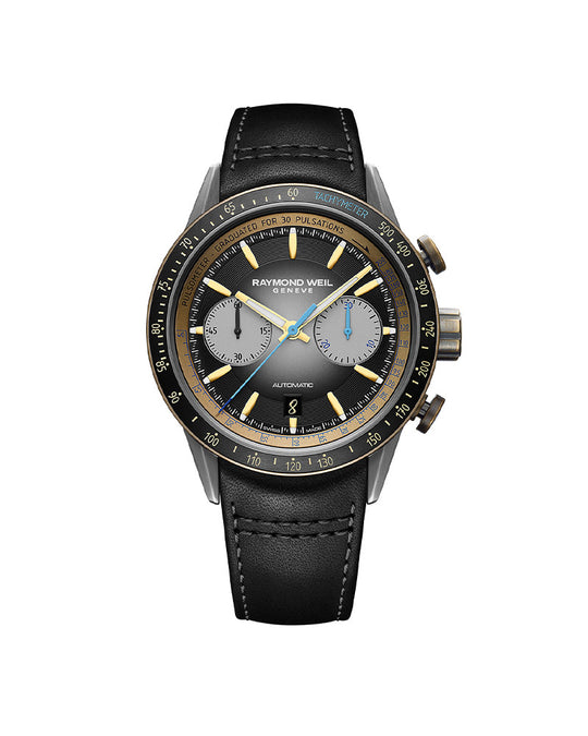 Freelancer Mens Automatic Chrono Titan / Skinn / Sort 43,5mm