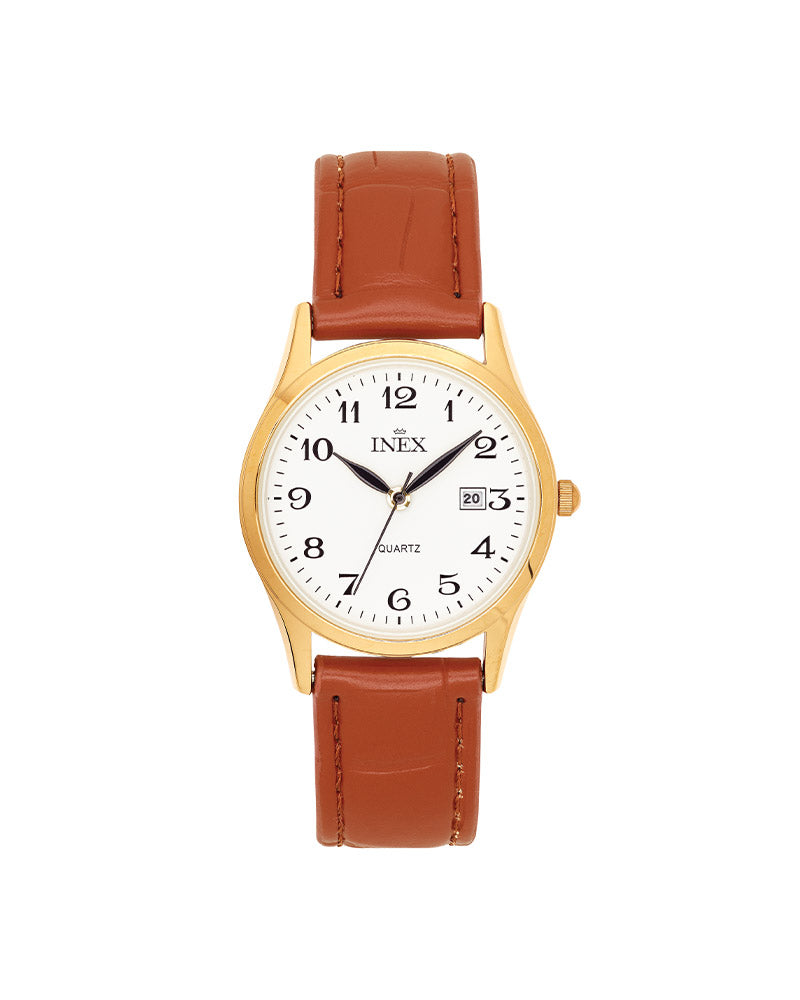 Inex Dame Gullfarget Stål / Hvit 30mm