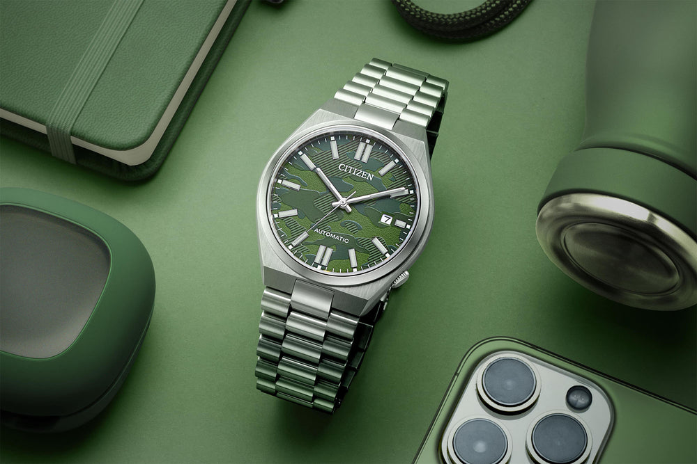 Tsuyosa Automatic Stål / Camo 40 mm