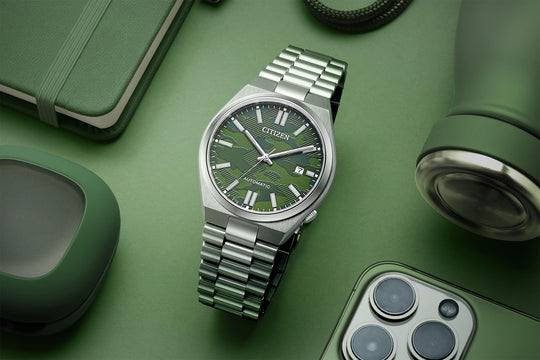 Tsuyosa Automatic Stål / Camo 40 mm