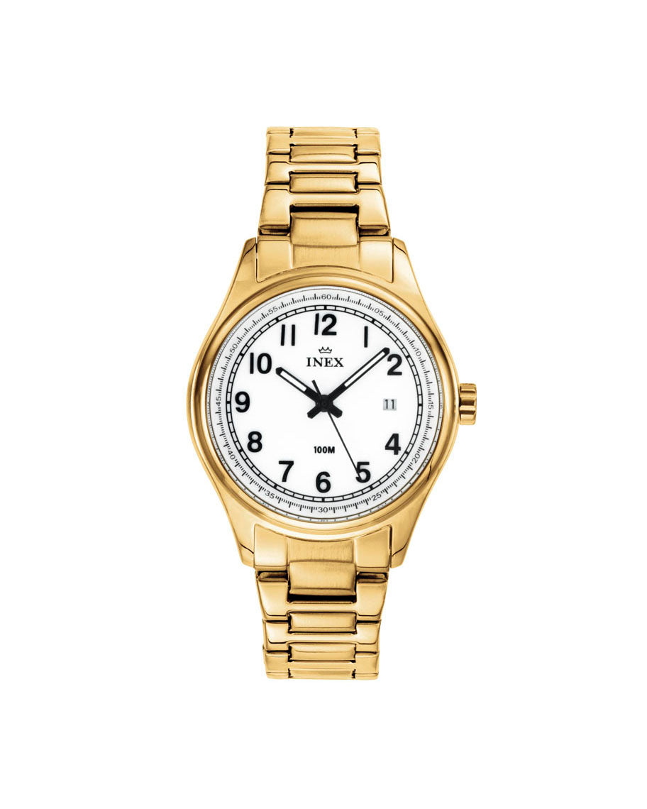 Inex Dame Gullfarget Stål / Hvit 32mm