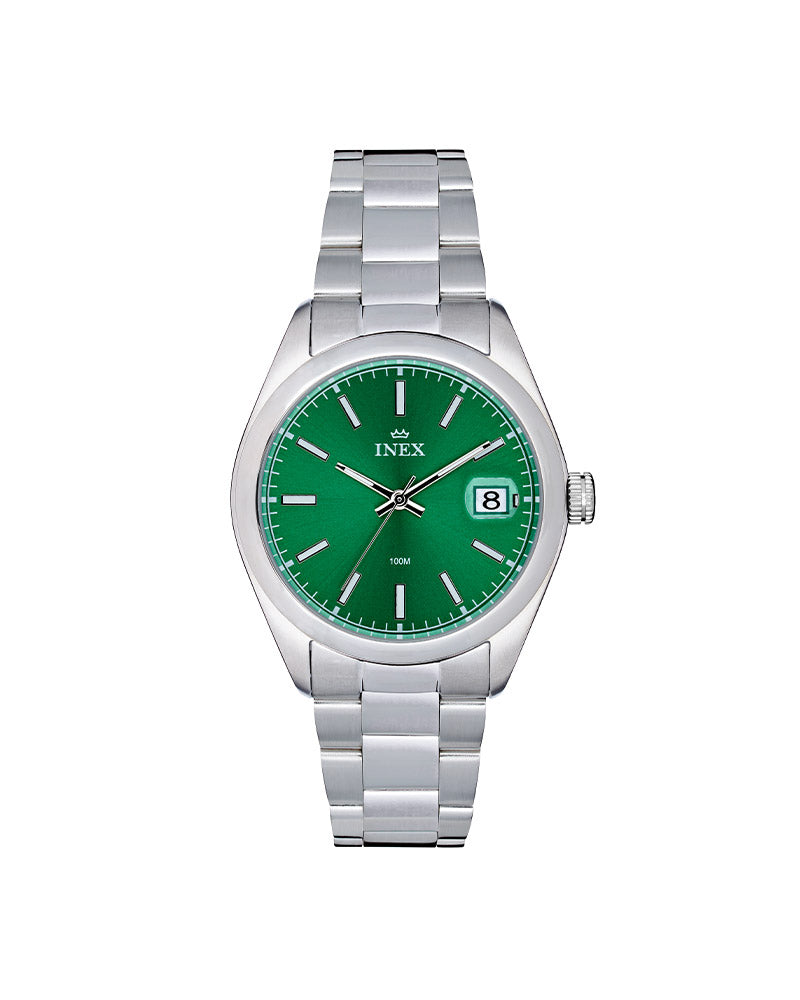 Herre Stål / Grønn Index 38mm
