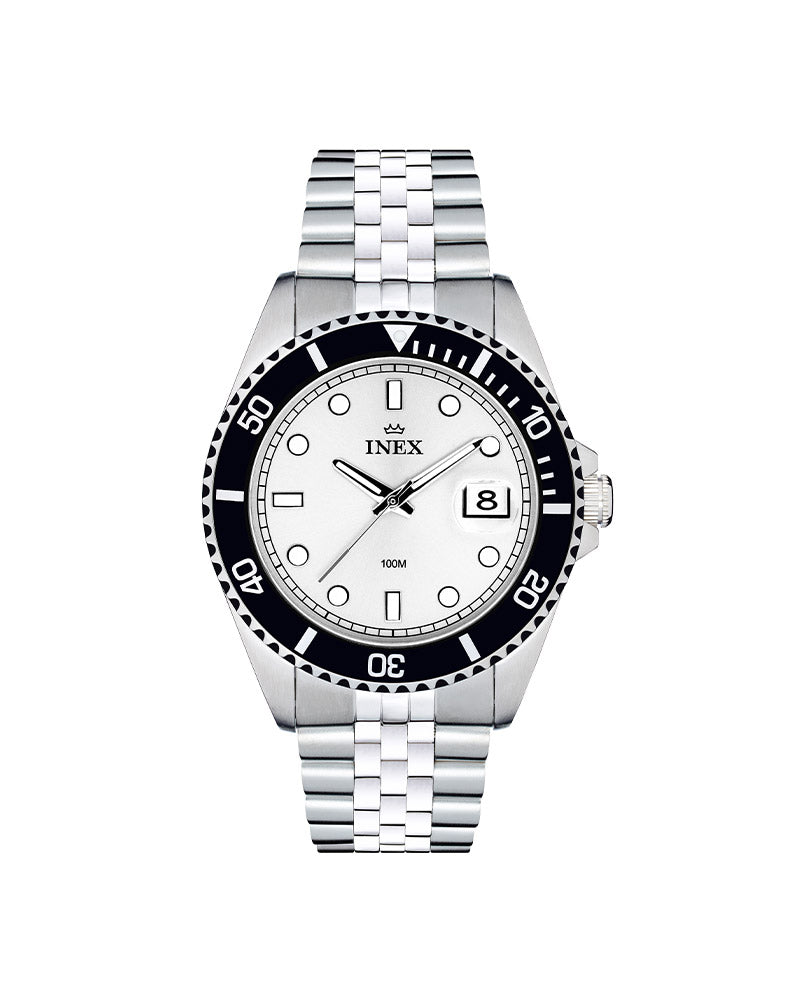 Inex Herre Stål / Sort Bezel Hvit Index 42mm