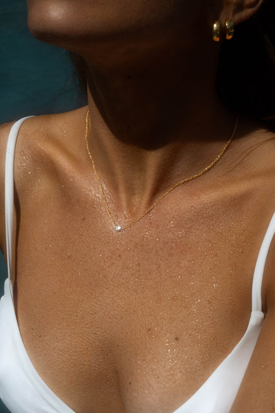 Thin Diamond Gold Necklace