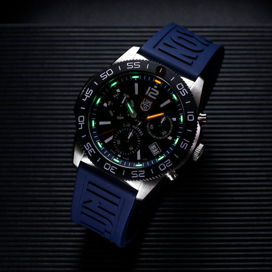 Pacific Diver Mens Chrono Sort / Blå 44mm