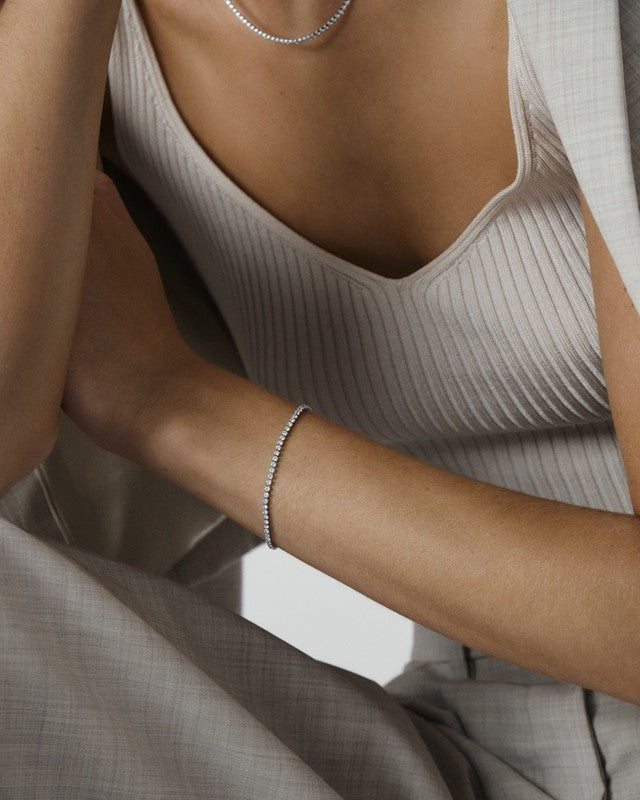 Shiny Tennis Bracelet Silver Medium