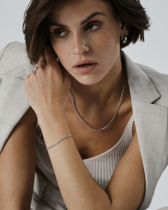 Thin Rope Necklace Silver