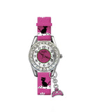 Club Katt Charms barneklokke med rosa rem (28mm)