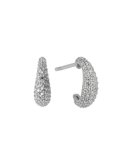 Ocean Flow Hoops Sparkle Small Silver