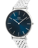 DW Classic herreklokke i sølvfarget stål (40mm)