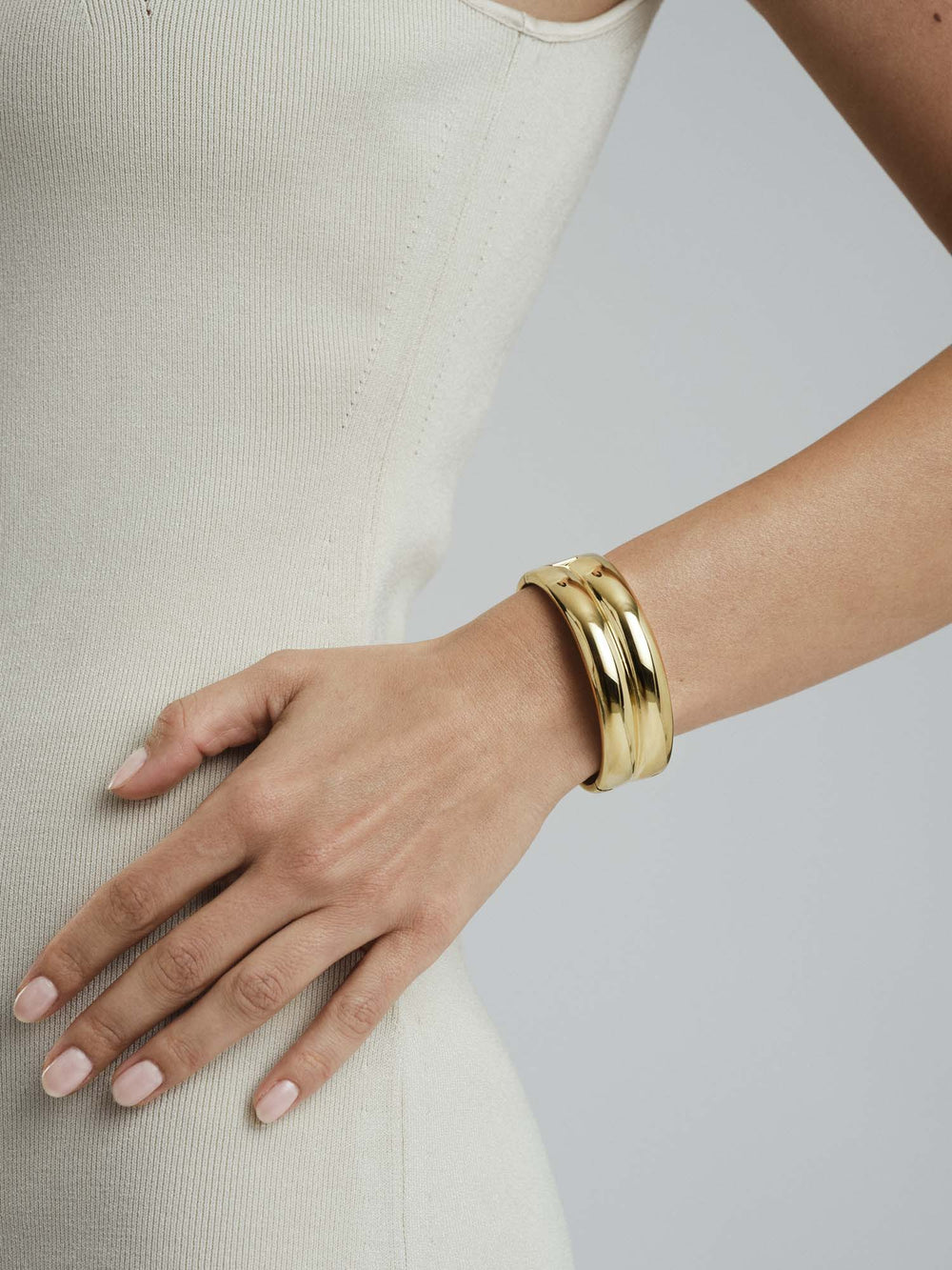 Rebel Double Gold Bangle - Medium