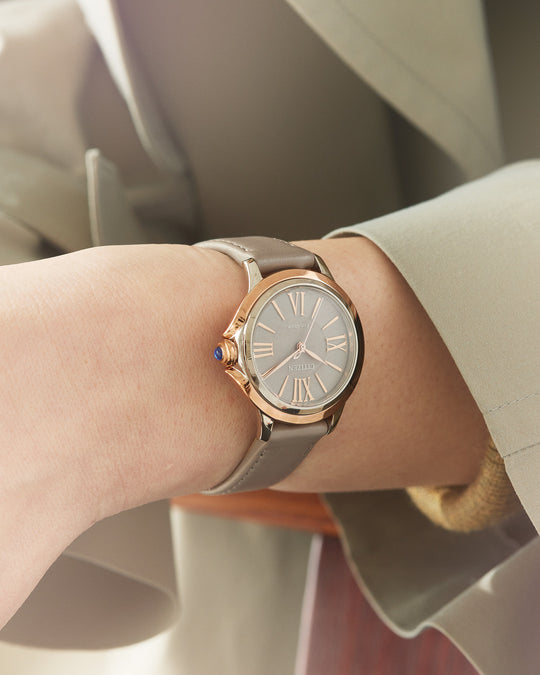 Citizen Ceci Eco-Drive dameklokke med beige rem, tofarget stål (33mm)