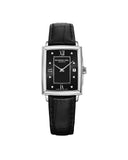 RW Toccata Rectangular Diamond dameklokke med sort rem (22x28mm)