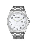 Citizen Eco-Drive herreklokke i stål med hvit skive (41mm)