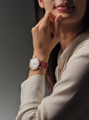 RW Millesime Diamond Automatic dameklokke med rød rem (35mm)