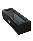 Klokkeboks i sort carbon look mdf til 6 klokker